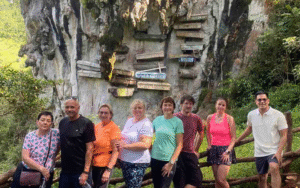 Large tour group photo at a heritage site in the Philippines